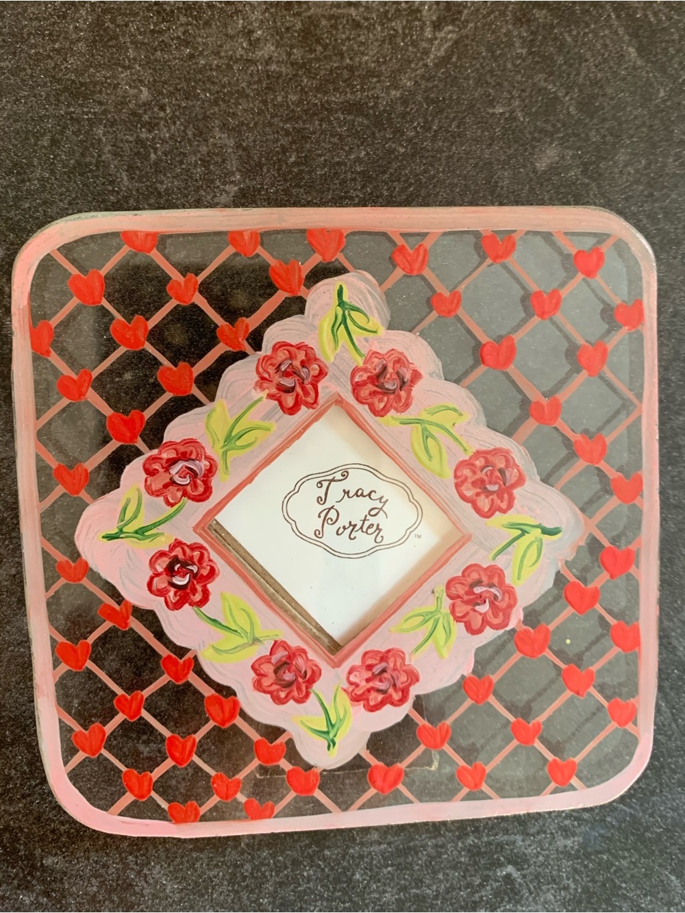 Tracy Porter Hand painted frame cottage core hearts floral roses whimsy European